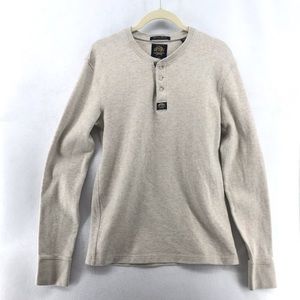 Superdry MFG Original Co. Oatmeal Cream Henley Longsleeve Shirt Size M-L